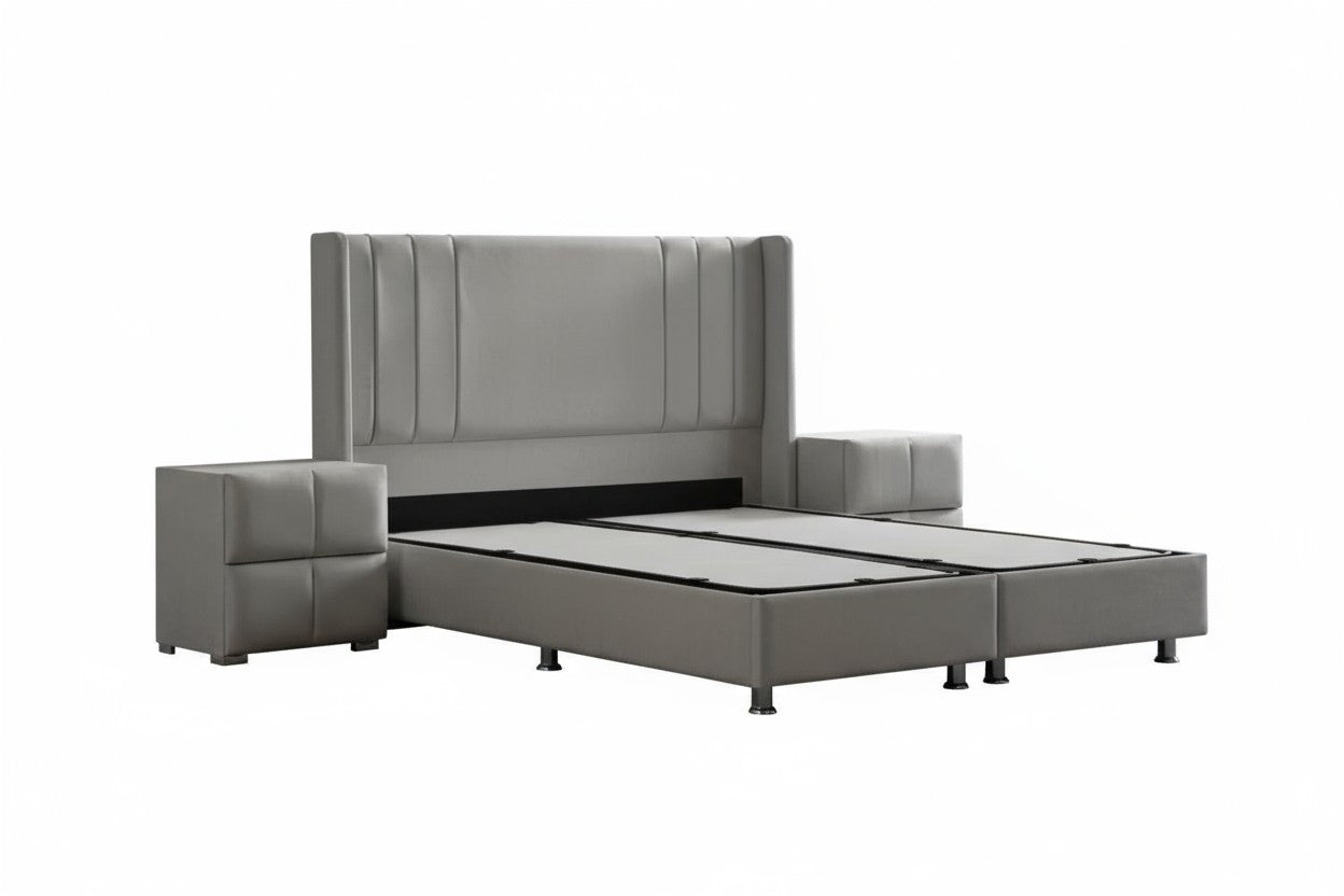 Lit Coffre ALMA GRIS - Velours