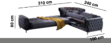 Canapé d'Angle Convertible Cubay Velours Gris Anthracite