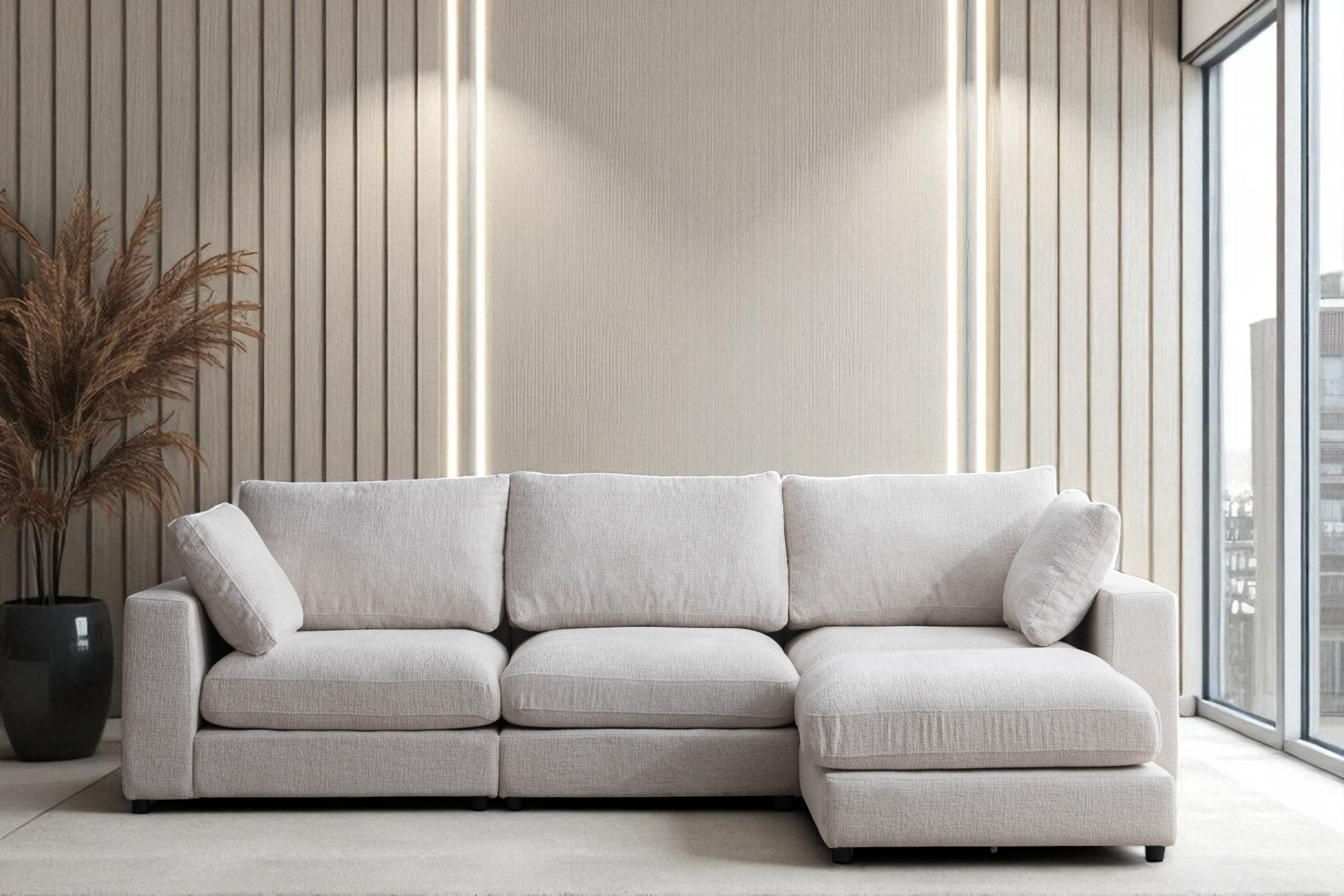 Canapé Modulable Julia Chenille 3+1 Pouf