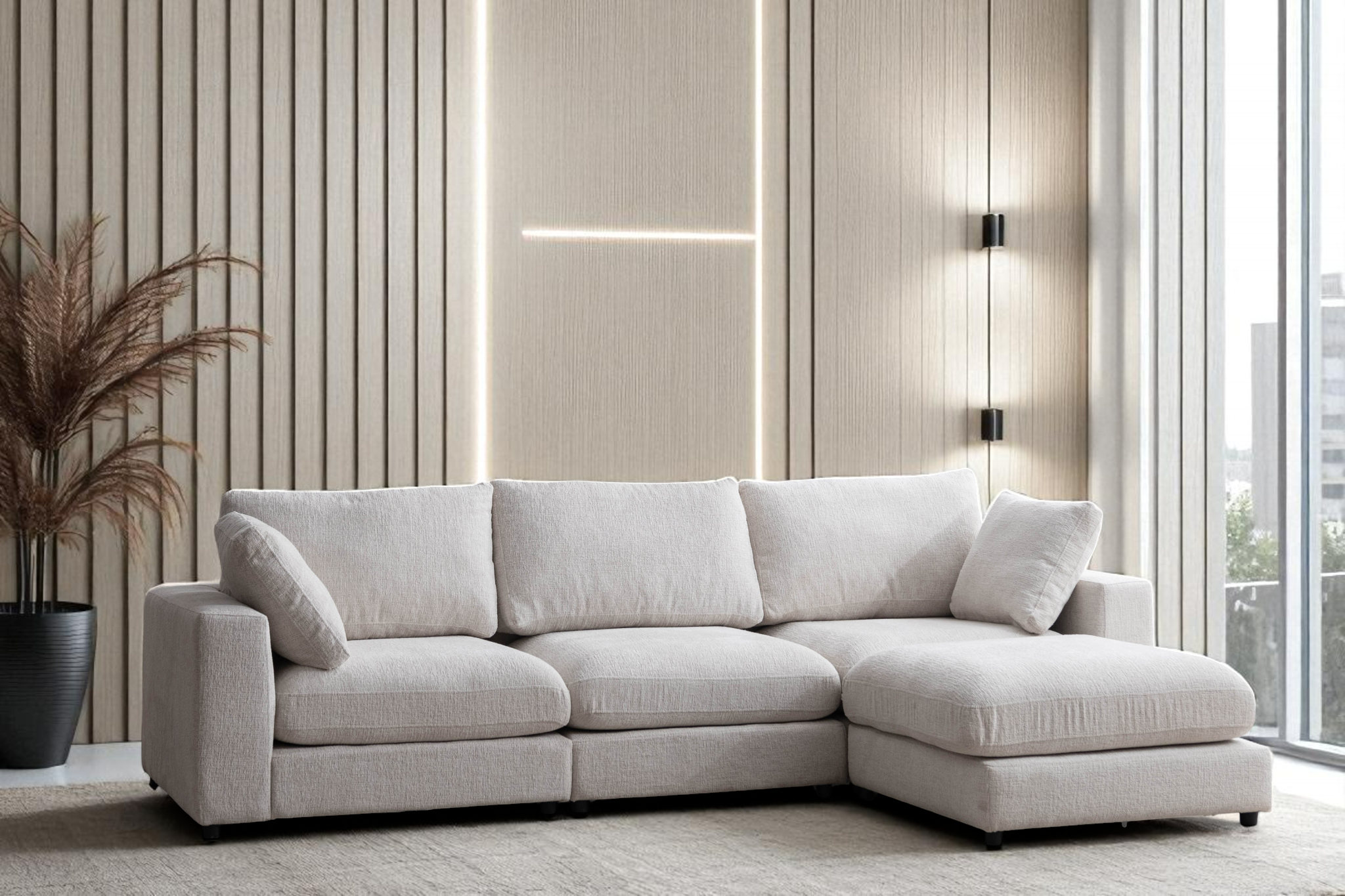 Canapé Modulable Julia Chenille 3+1 Pouf