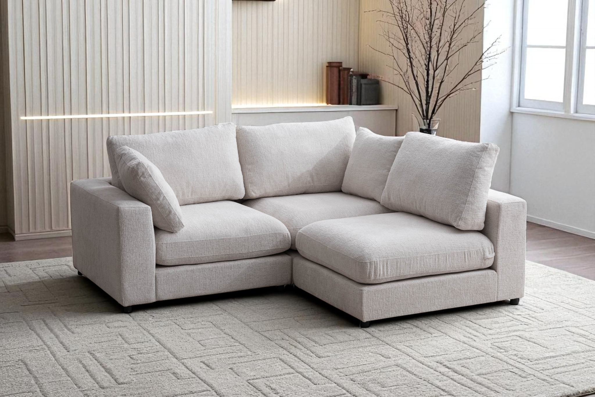 Canapé Modulable Julia Chenille 3+1 Pouf