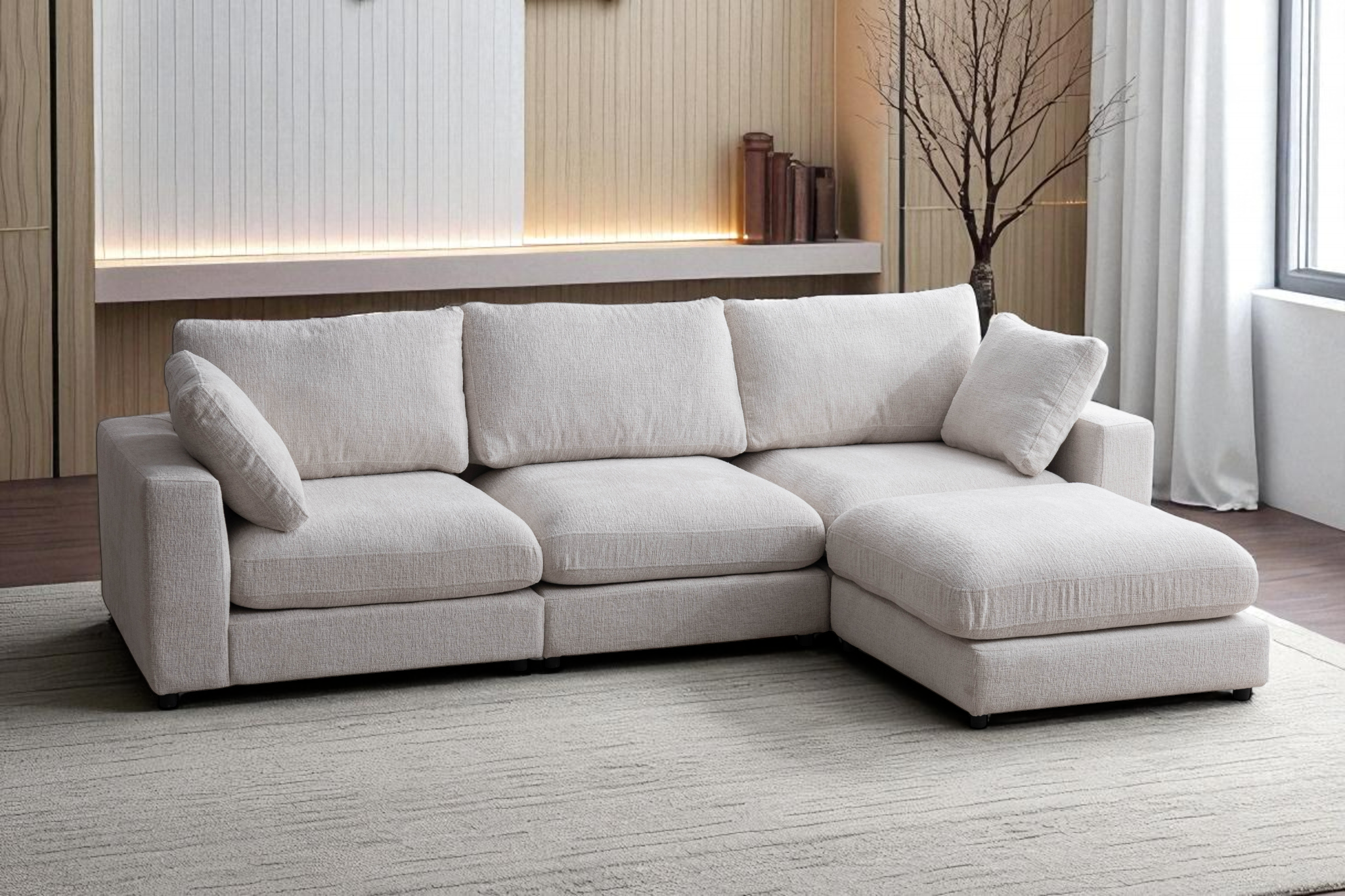 Canapé Modulable Julia Chenille 3+1 Pouf