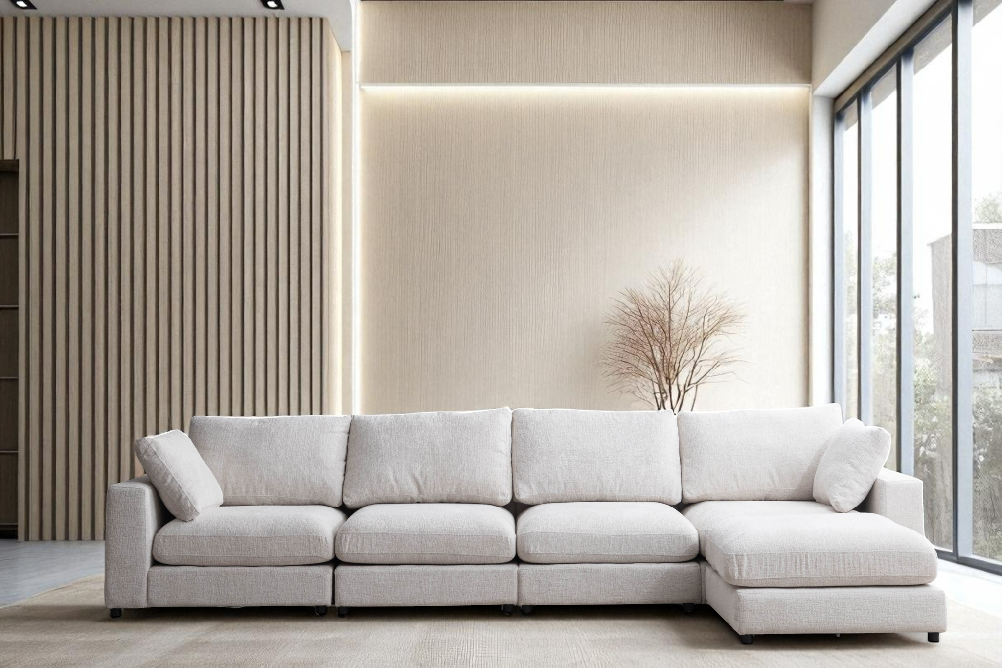 Canapé Modulable Julia Chenille 4+1 Pouf