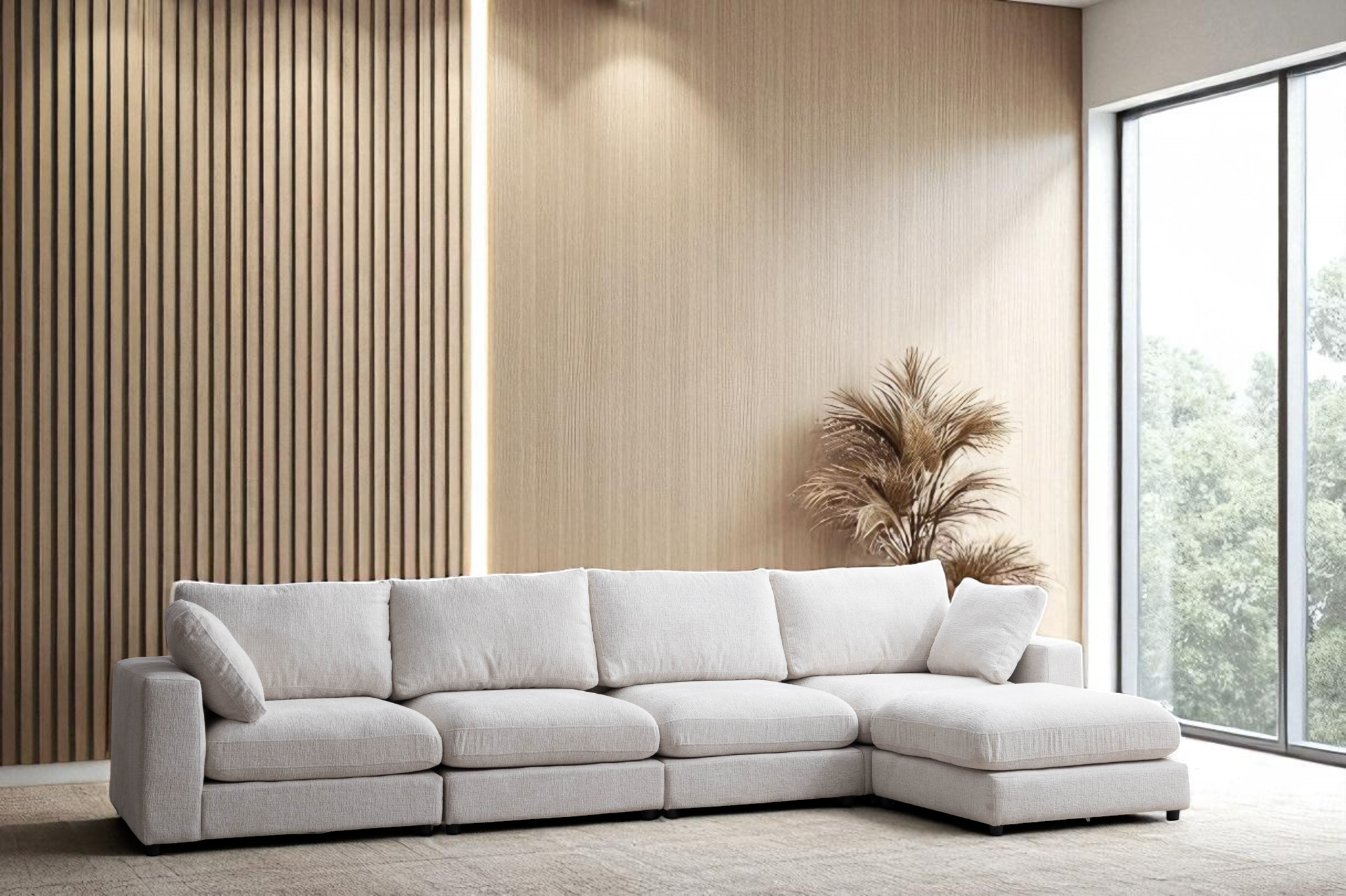 Canapé Modulable Julia Chenille 4+1 Pouf