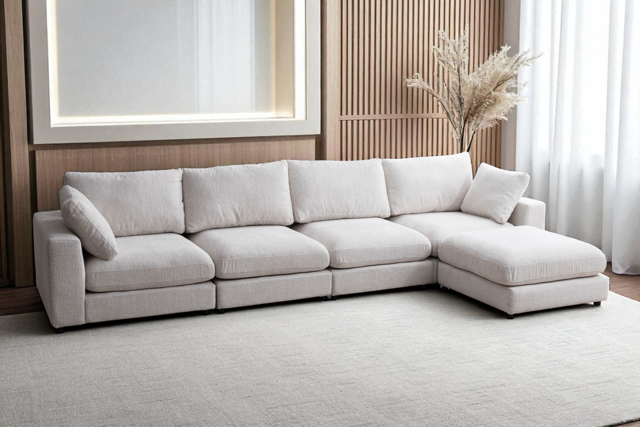 Canapé Modulable Julia Chenille 4+1 Pouf