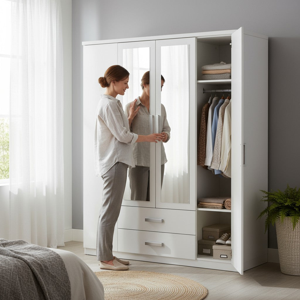 Armoire 4 Portes Gilona Blanc