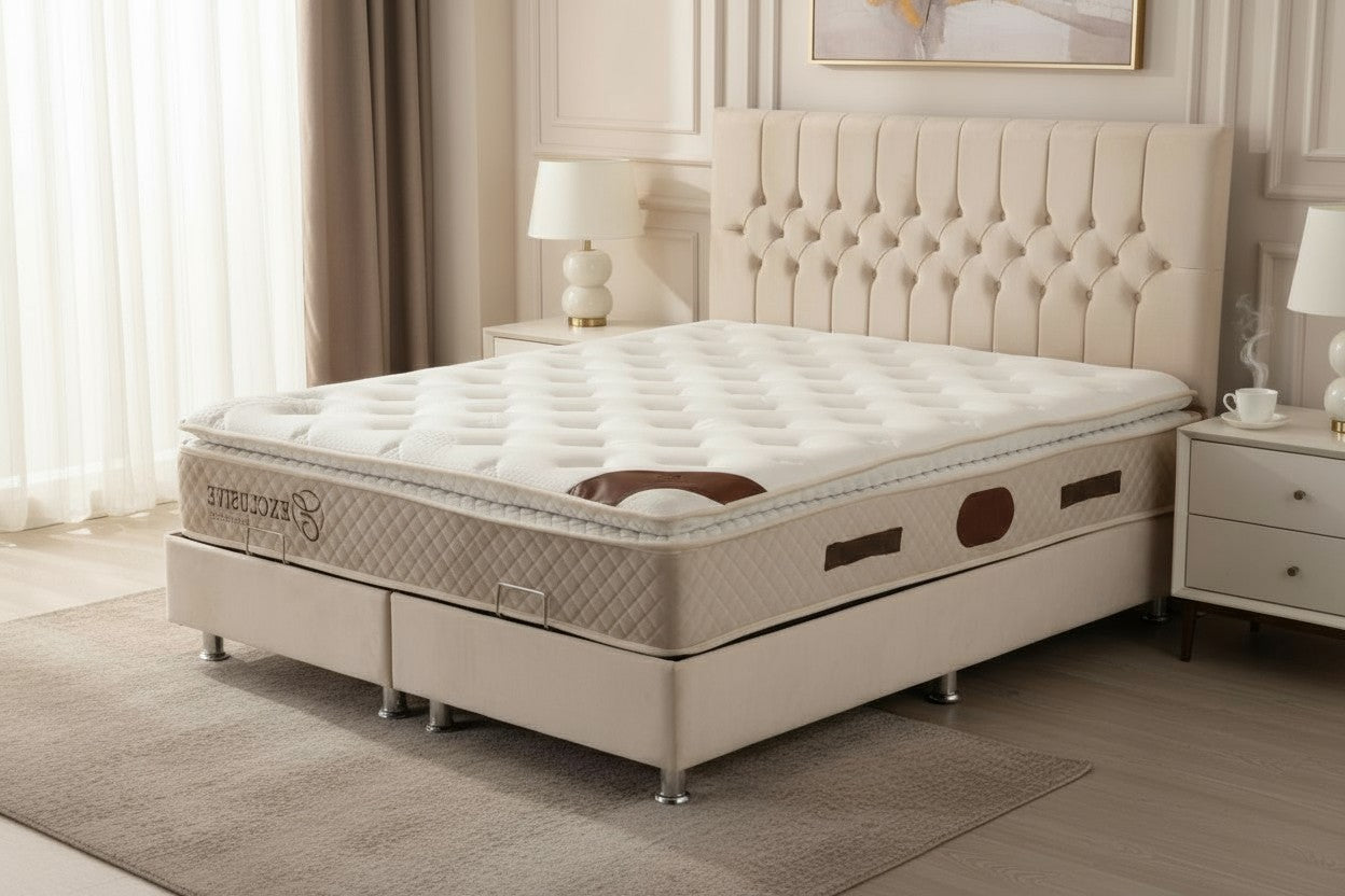 Lit Coffre CAPI BEIGE - Velours