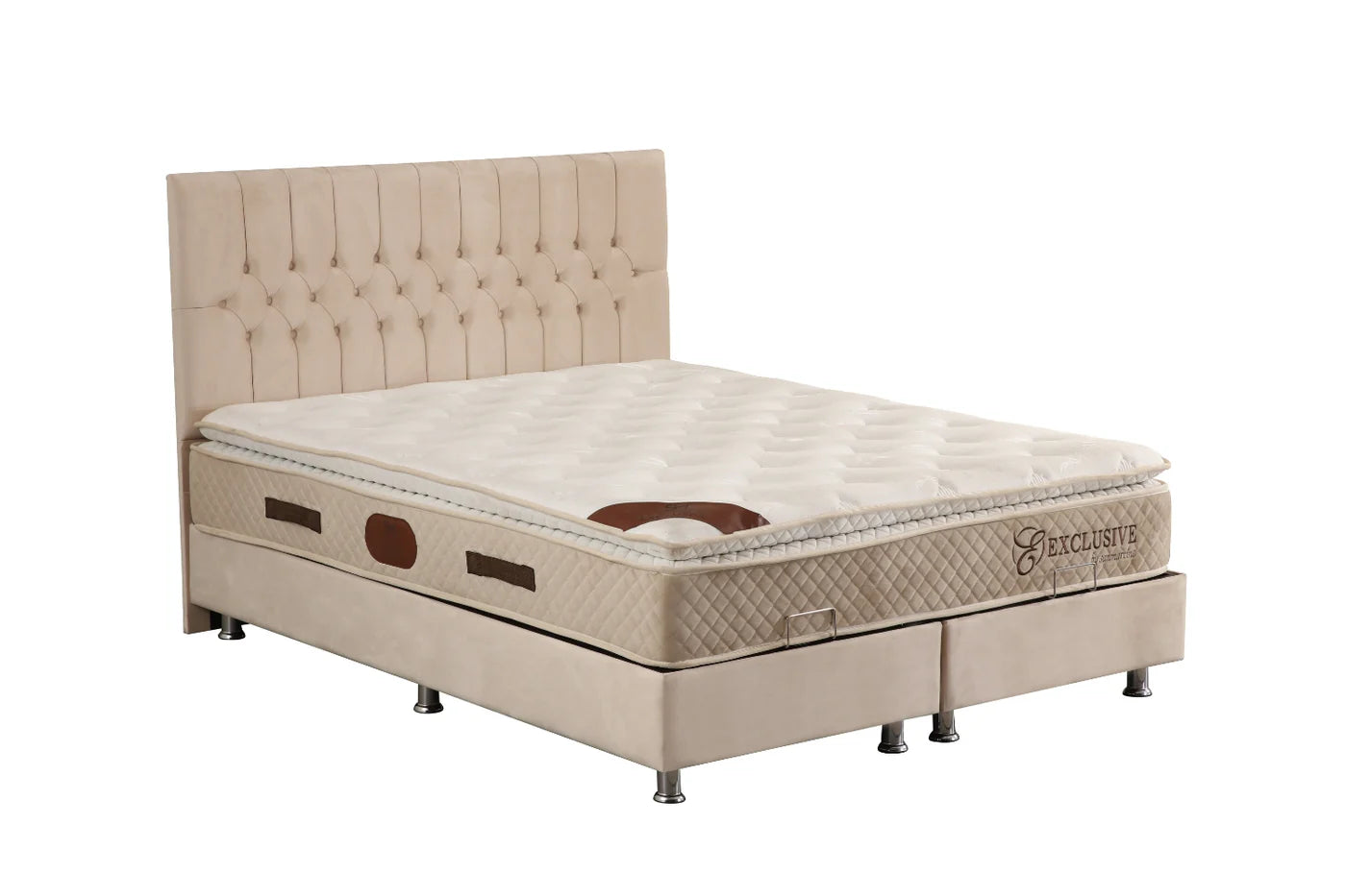 Lit Coffre CAPI BEIGE - Velours