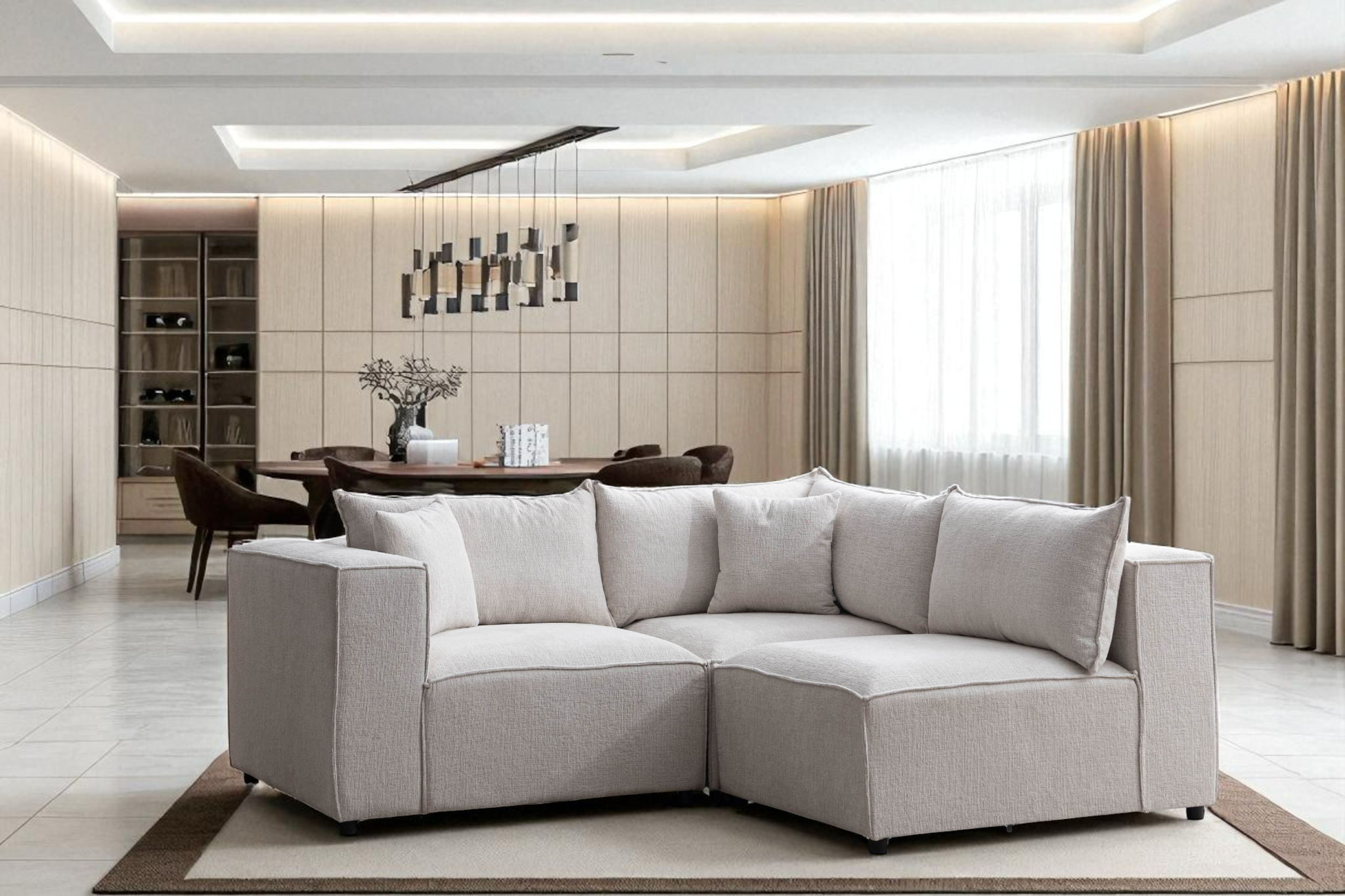 Canapé Modulable Élégance Chenille 4+1 Pouf