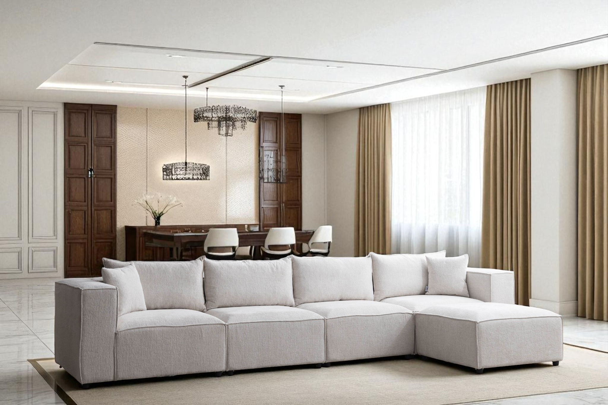 Canapé Modulable Élégance Chenille 4+1 Pouf