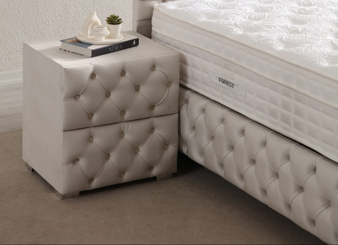 Chevet Capitonné BLANC CASSÉ - Velours