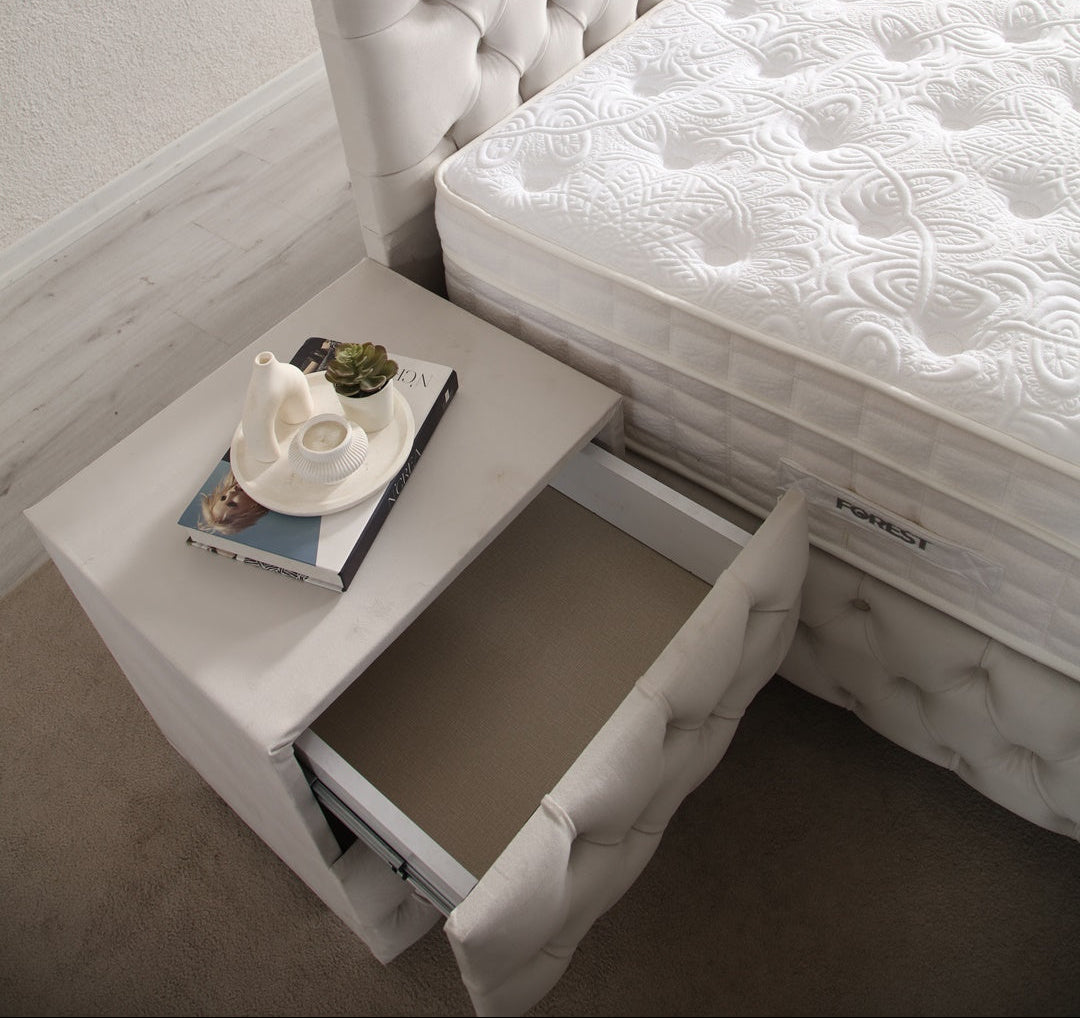 Chevet Capitonné BLANC CASSÉ - Velours