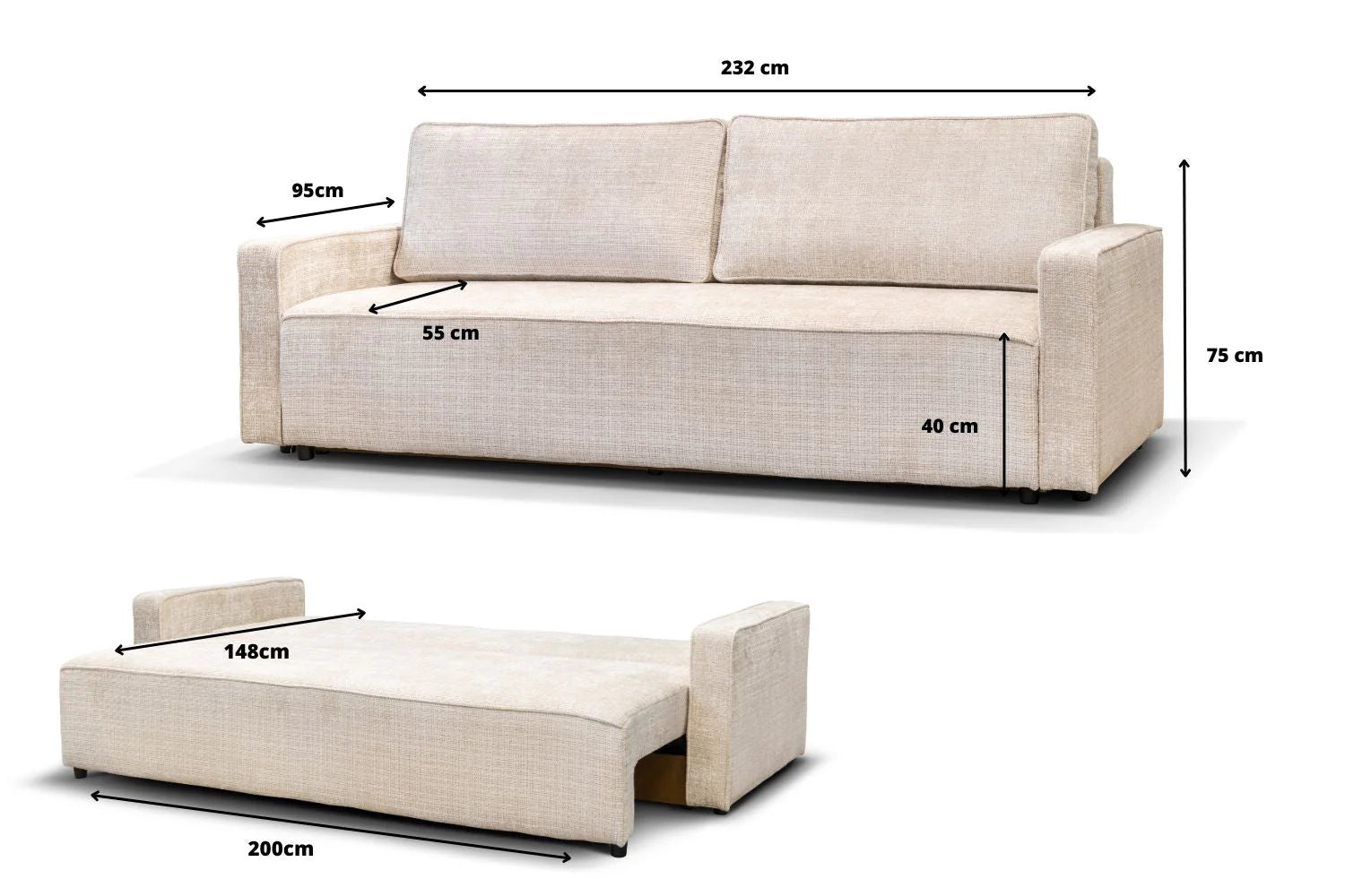 Canapé Convertible Nicale Tweed Beige