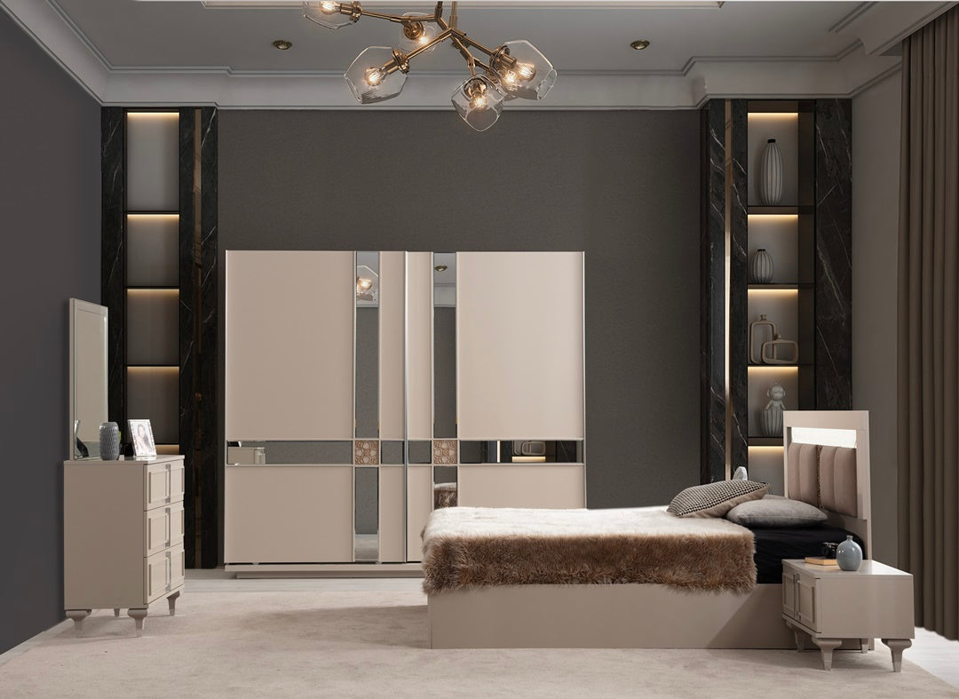 Chambre à Coucher Rustique Grège