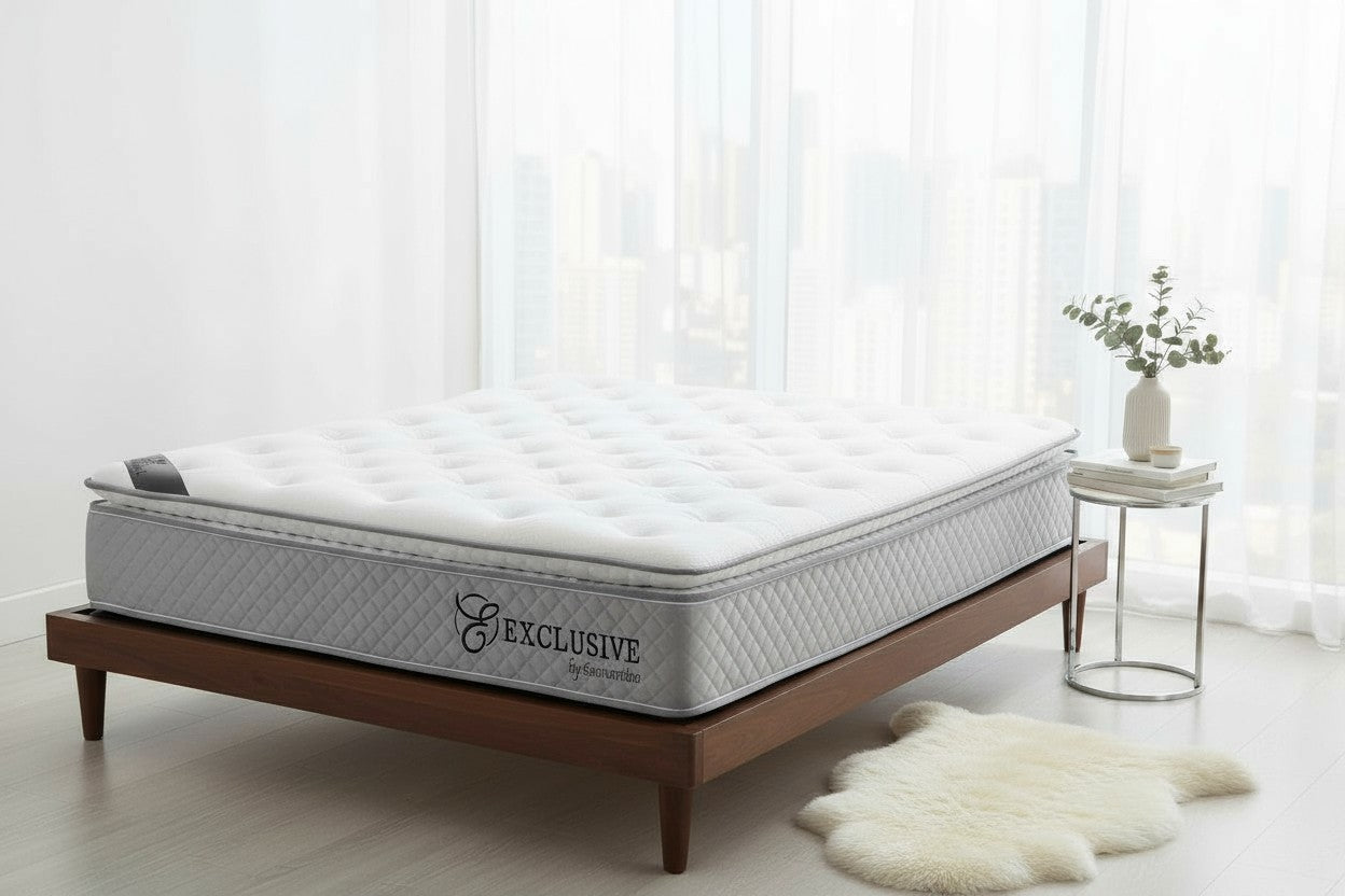 Matelas Ressort Ensachés SM Exclusive Gris - 32 cm Surmatelas Intégré