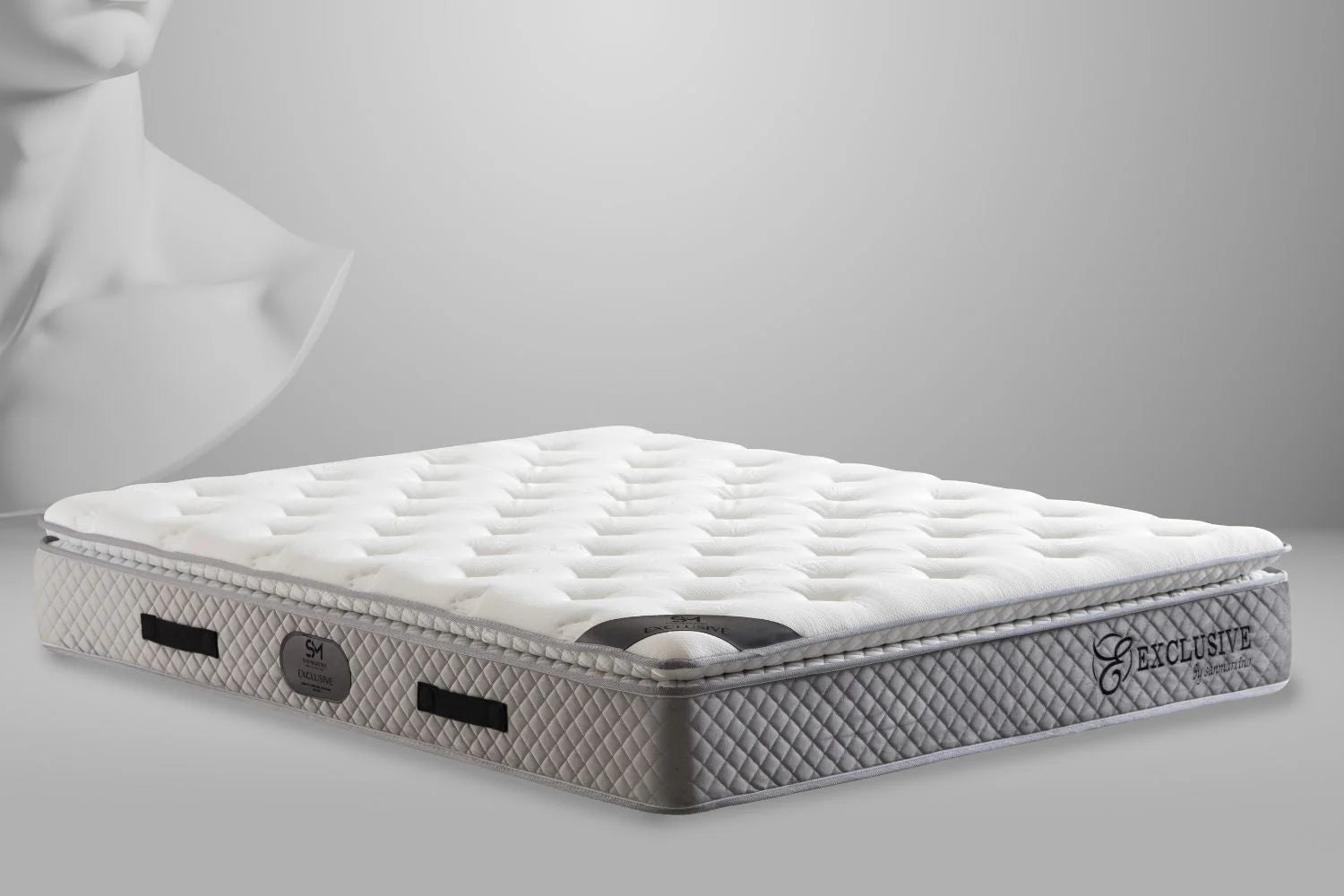 Matelas Ressort Ensachés SM Exclusive Gris - 32 cm Surmatelas Intégré