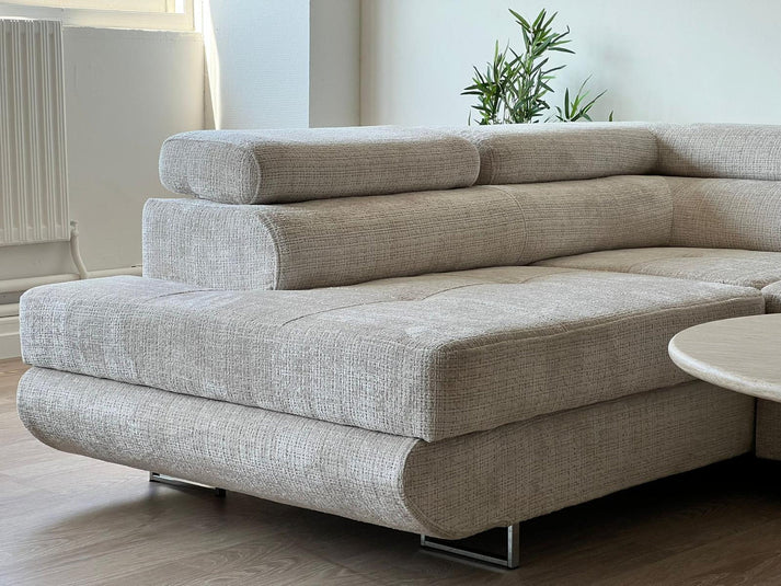 Canapé d'Angle Convertible Tona Tweed Beige