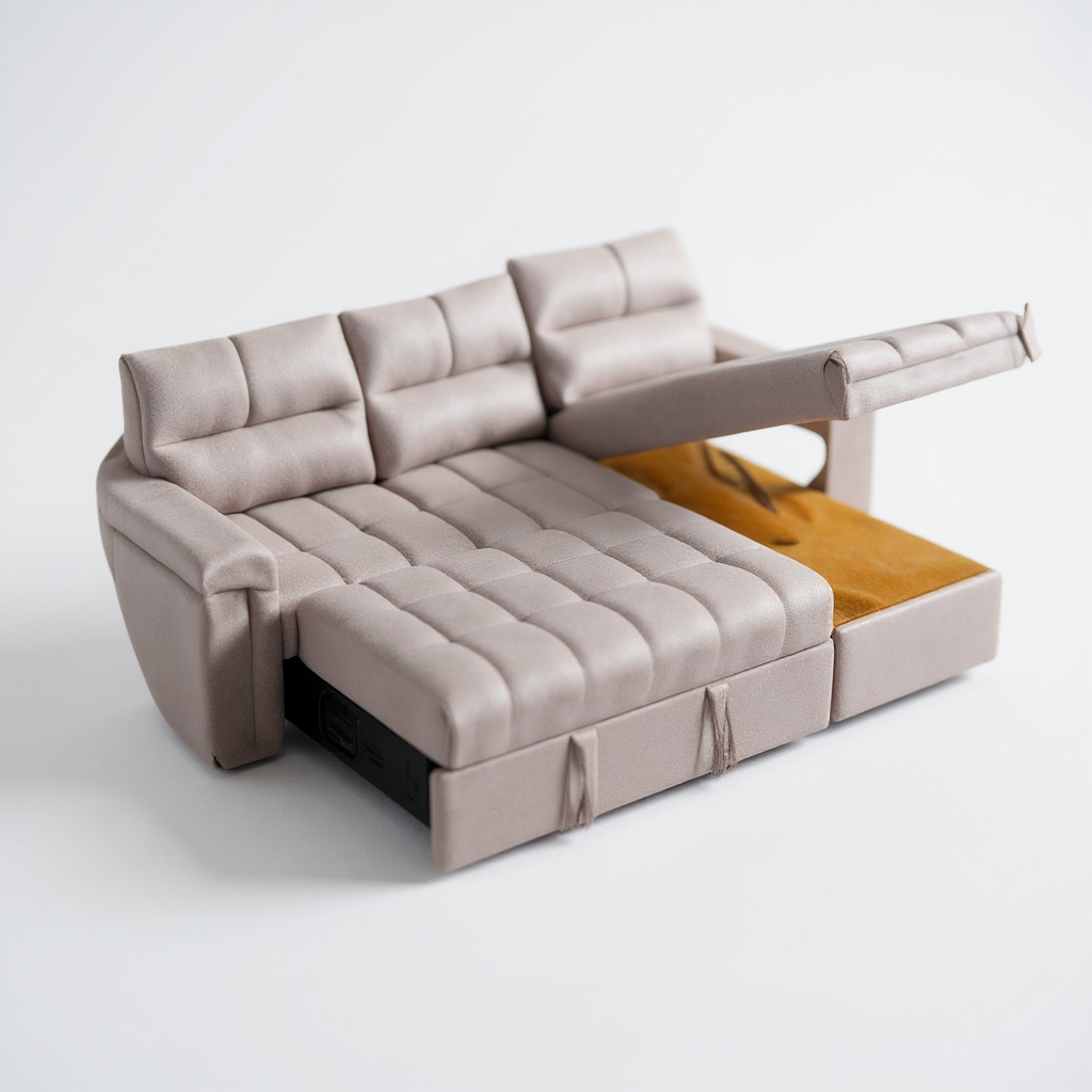 Canapé d'Angle Convertible Kasas Velours Beige