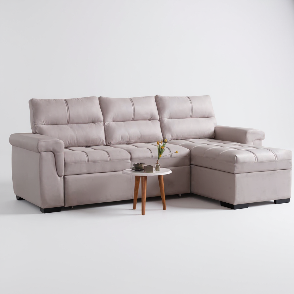 Canapé d'Angle Convertible Kasas Velours Beige