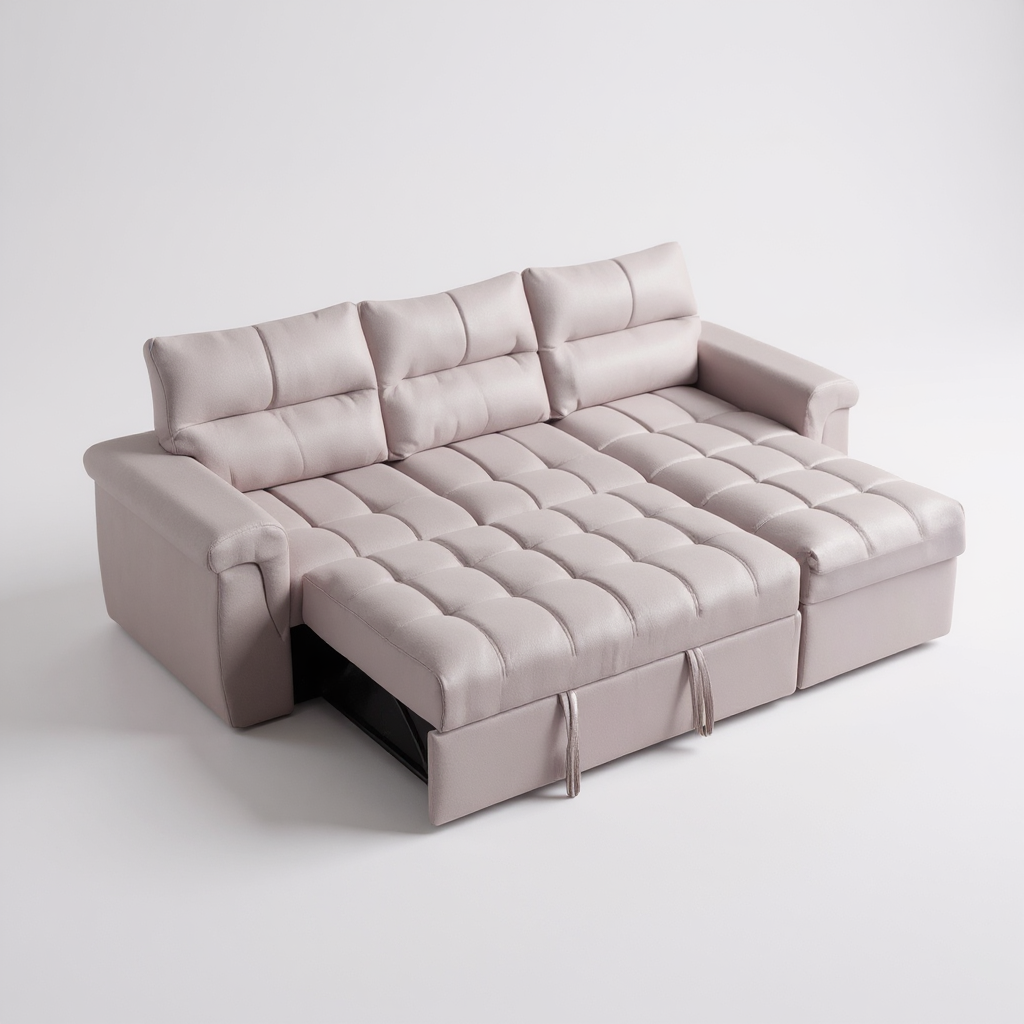 Canapé d'Angle Convertible Kasas Velours Beige