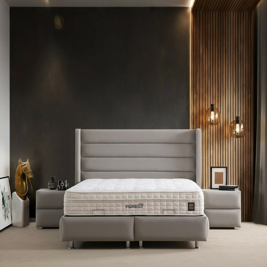Lit Coffre EDEN GRIS - Velours