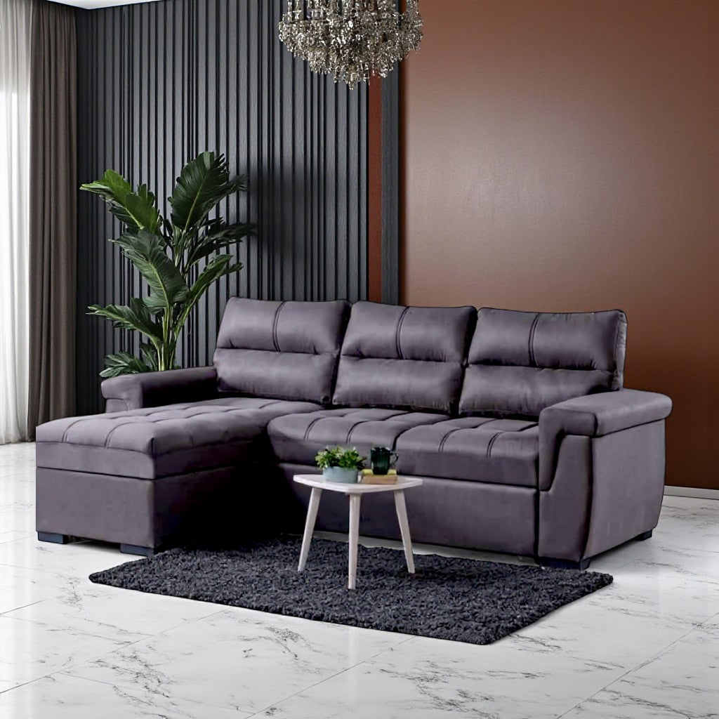 Canapé d'Angle Convertible Kasas Velours Gris